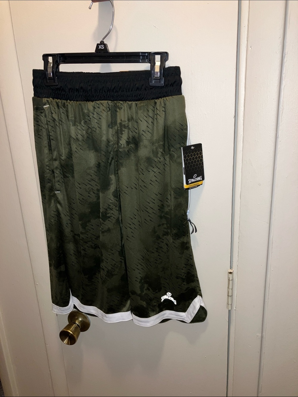 Spalding Olive Green Athletic Basketball Shorts with Black Waistband Small New